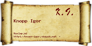 Knopp Igor névjegykártya